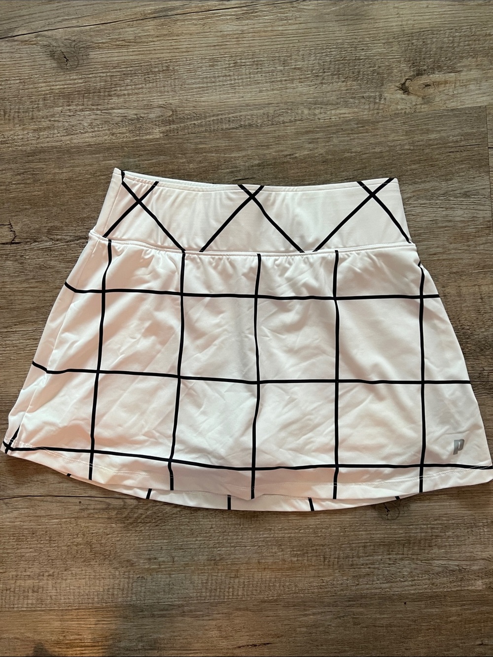Prince White Skort with Black Windowpane Grid